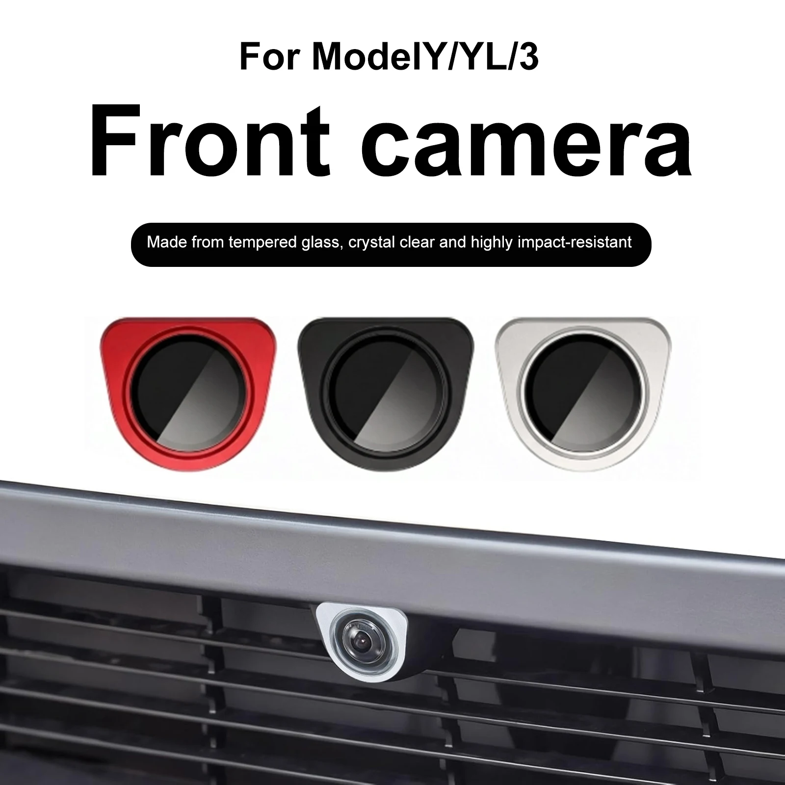 

Front Bumper Camera Lens Protector Tempered Glass Scratch Resistant Lens Guard Cover for Tesla Model Y Model 3 2025-2026Model YL