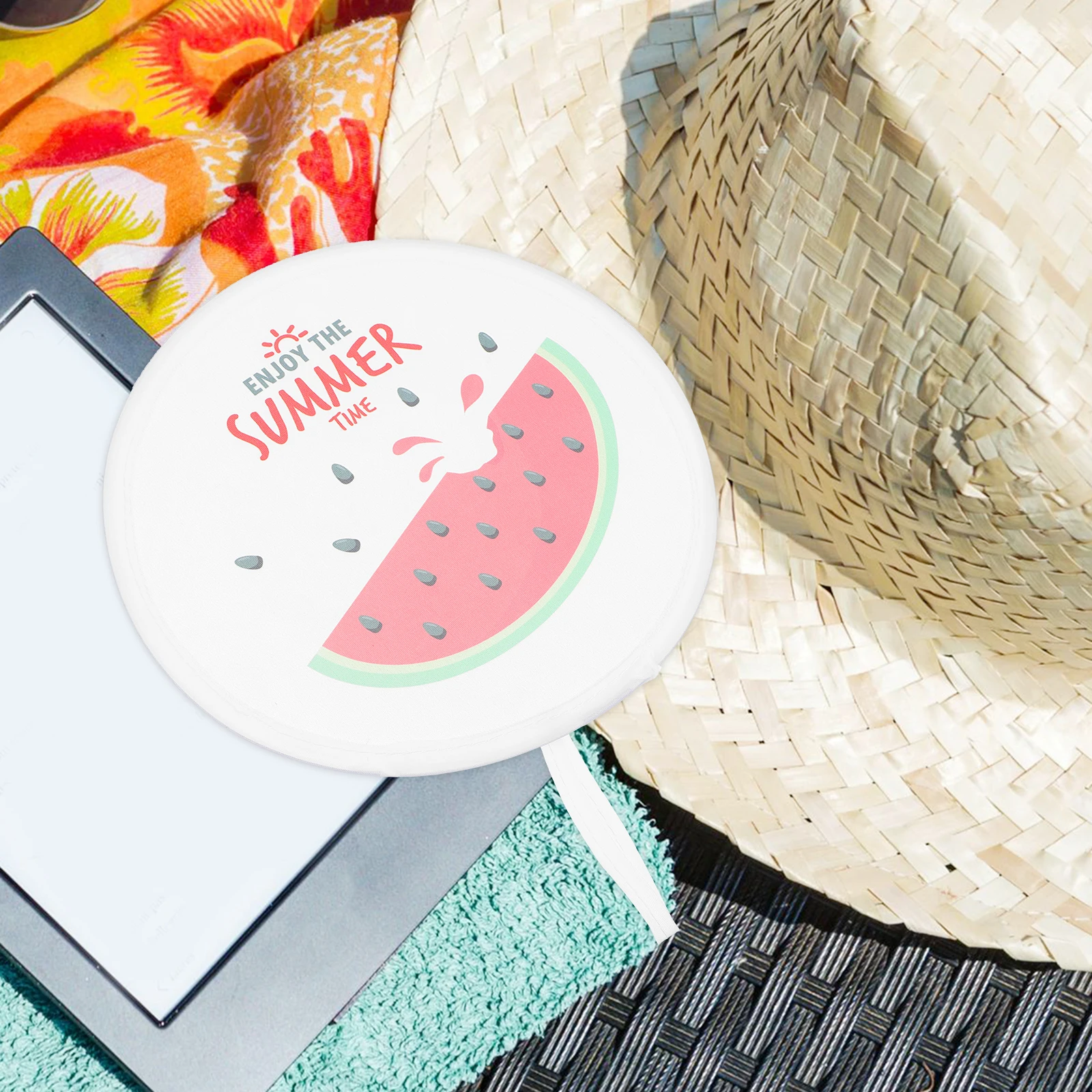 Folding Fan Handheld Foldable Craft Holding Carry Hand-held Round Decorative Cloth Wire Travel