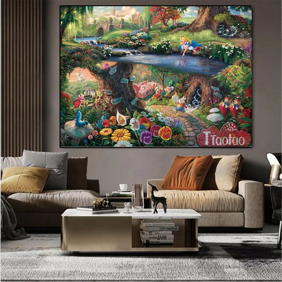 Fantastic Cartoon Forest Scenery Princess Cross Stitch 5D Full Square Round Rhinestone Mosaic Handmade Diamond Painting Decor