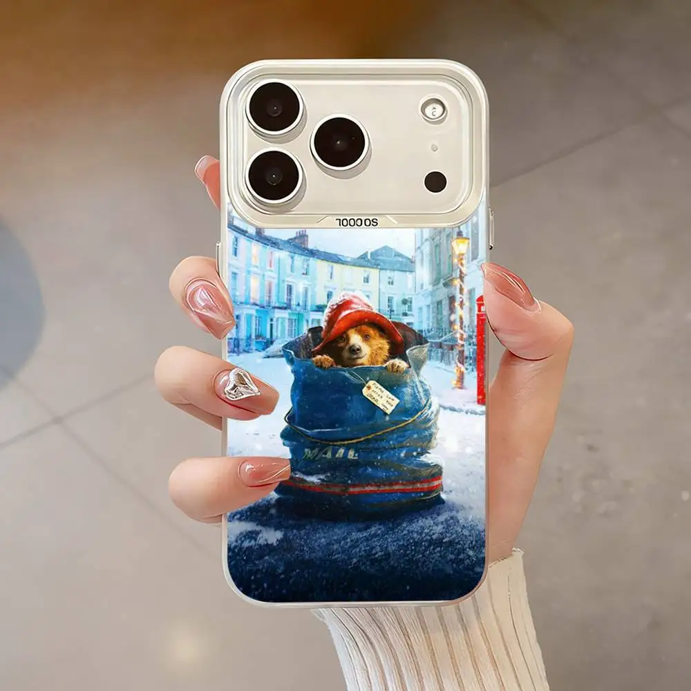 Cute P-PaddingtonES bear Phone Case For iPhone 17,16,13,12,X,11,15,14,Pro,Max,Plus,SE4,Air,Mini White IMD HD Matte