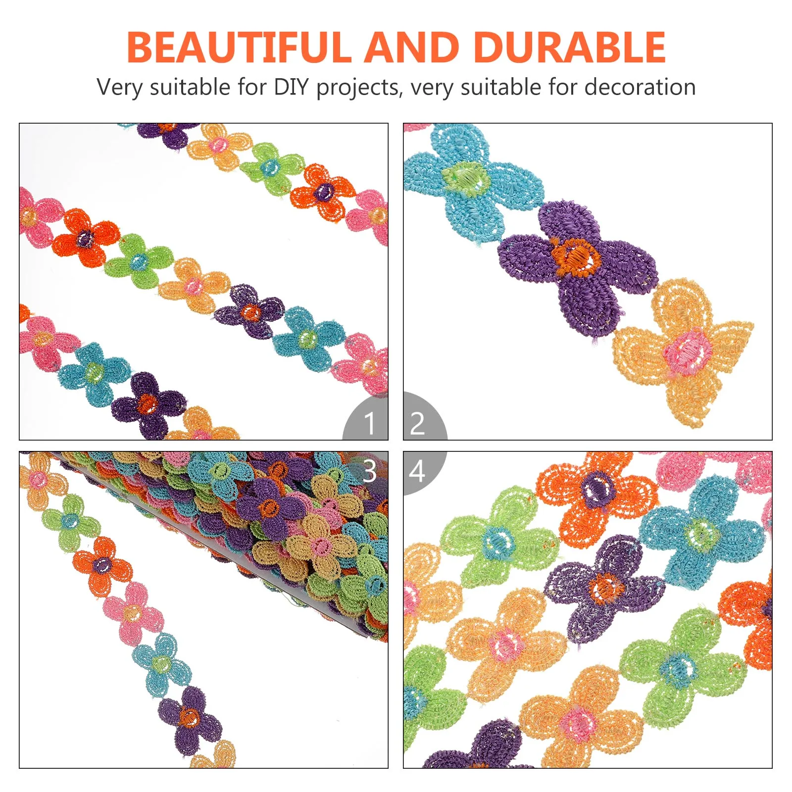 

15 Yards Cartoon Lace Trim Elegant Polyester Ribbon for Crafts Wedding Decor DIY Projects Vintage Embroidered Fabric Soluble