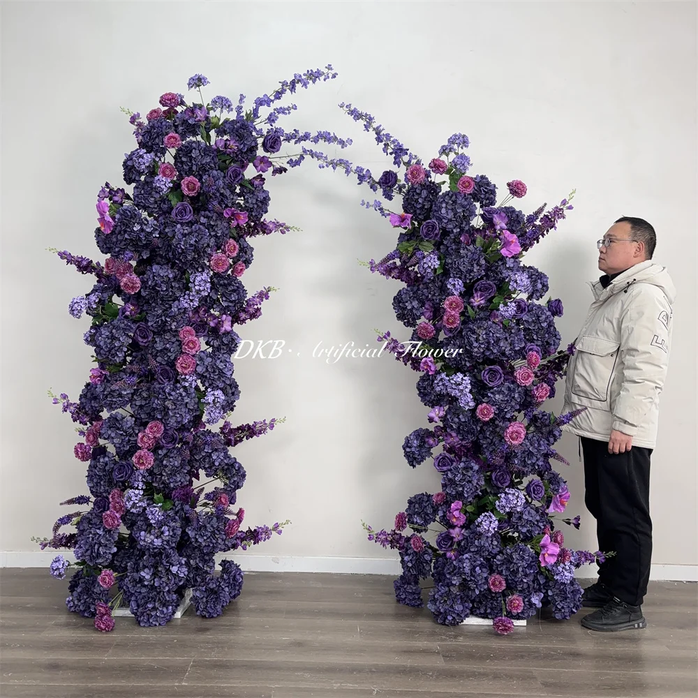 Modern Realistic Artificial Silk Flower Arches For Birthday Wedding Events Purple Lavender Floral Backdrop Handmade Design