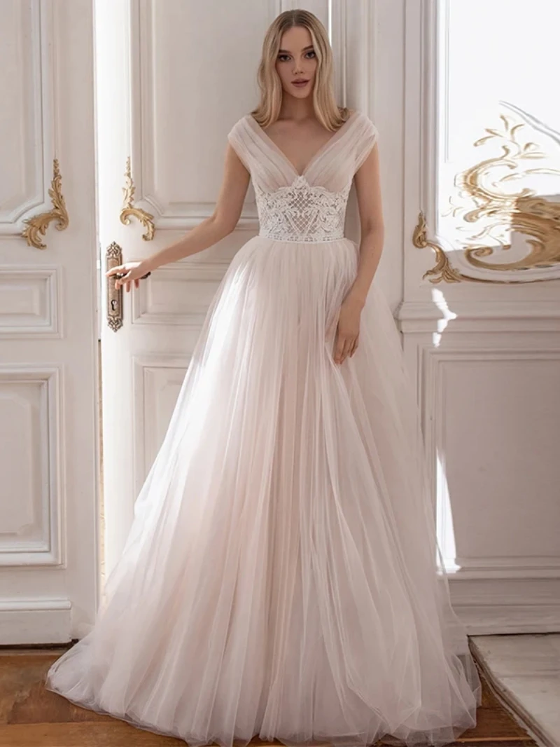 

Classic Wedding Dresses For Women A-Line Bridal Gowns Lace Appliques Tulle Tiered Robes For Formal Party 2024 Vestidos De Novia