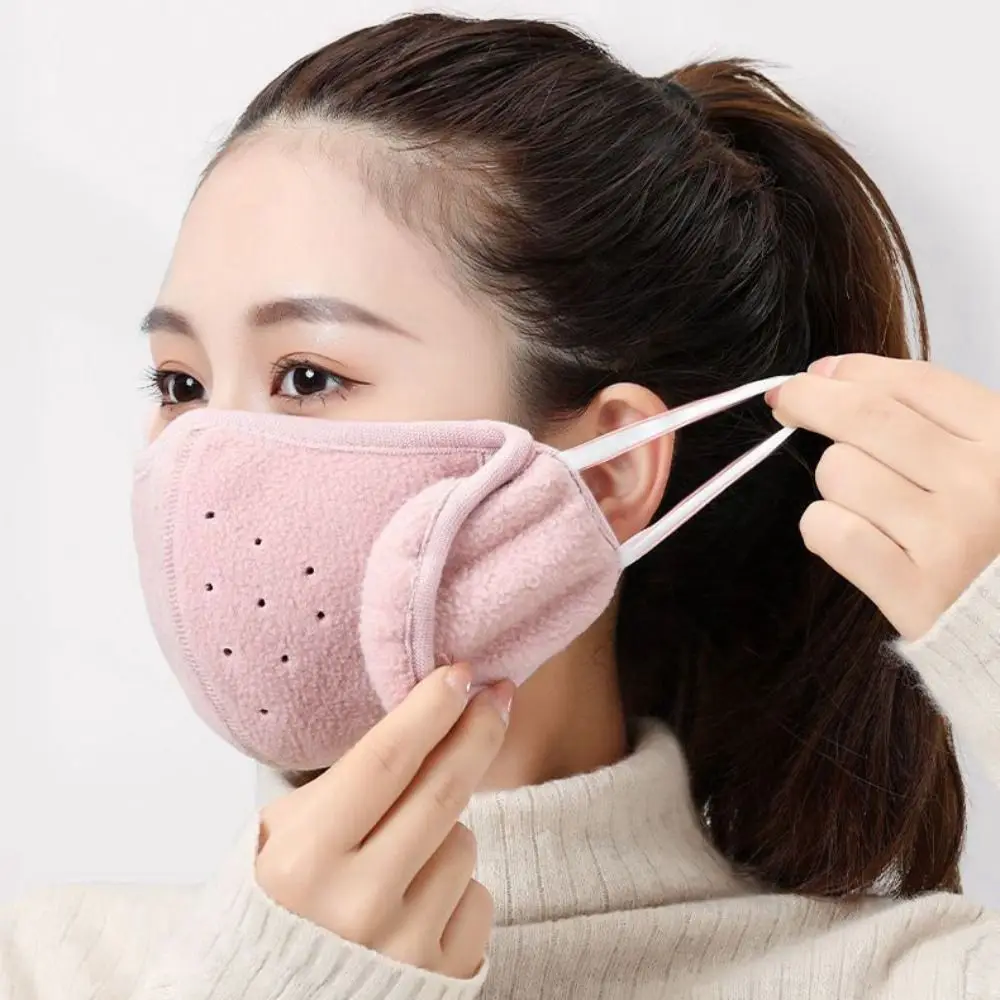 Breathable Fleece Earmuffs Mask Windproof Dustproof Winter Mask Ear Warmer Thermal Earflap Wrap Mask Male