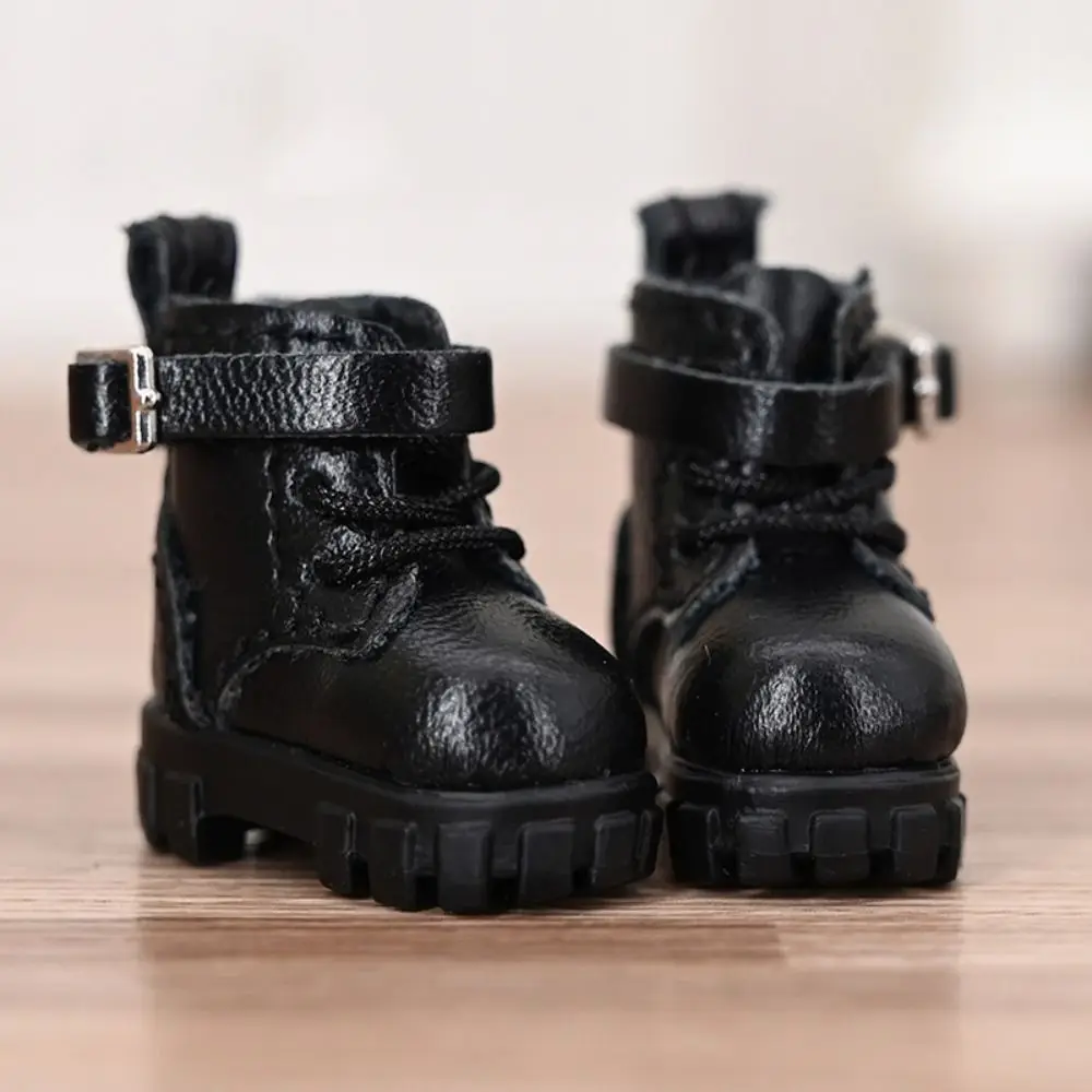 Mainan DIY Berdandan Sepatu Ob11 Pakaian Lucu Sepatu Kasual Boneka Sepatu Bot Kulit Hitam Coklat Buatan Tangan Sepatu Boneka Obitsu 11 untuk Penny