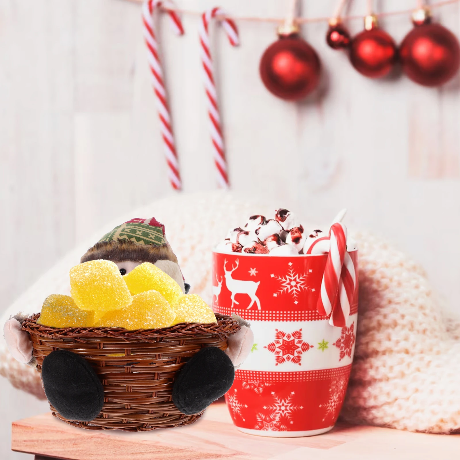

Xmas Candy Basket Christmas Gift Holder Storage Bin for Holiday Decorative Home Party Candy Storage Basket