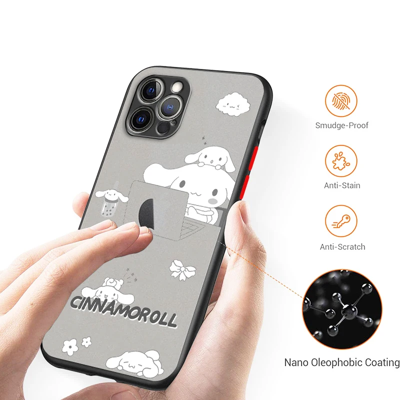 Sanrio Cinnamoroll Kuromi Frosted Translucent For Apple iPhone 16 15 14 13 12 11 XS XR X Pro Max Plus Mini Back Phone Case