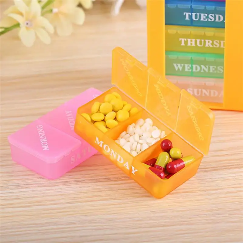 Weekly Pill Organizer 3 Times A Day Daily Pill Box Organizer Travel Pill Organizer Rainbow Portable Detachable Daily Pill Box