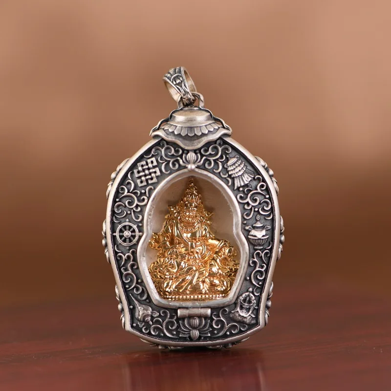 

Eight Treasures Stupa Pendant 18K Gold Plated, S925 Silver Yellow Jambhala Buddha Amulet