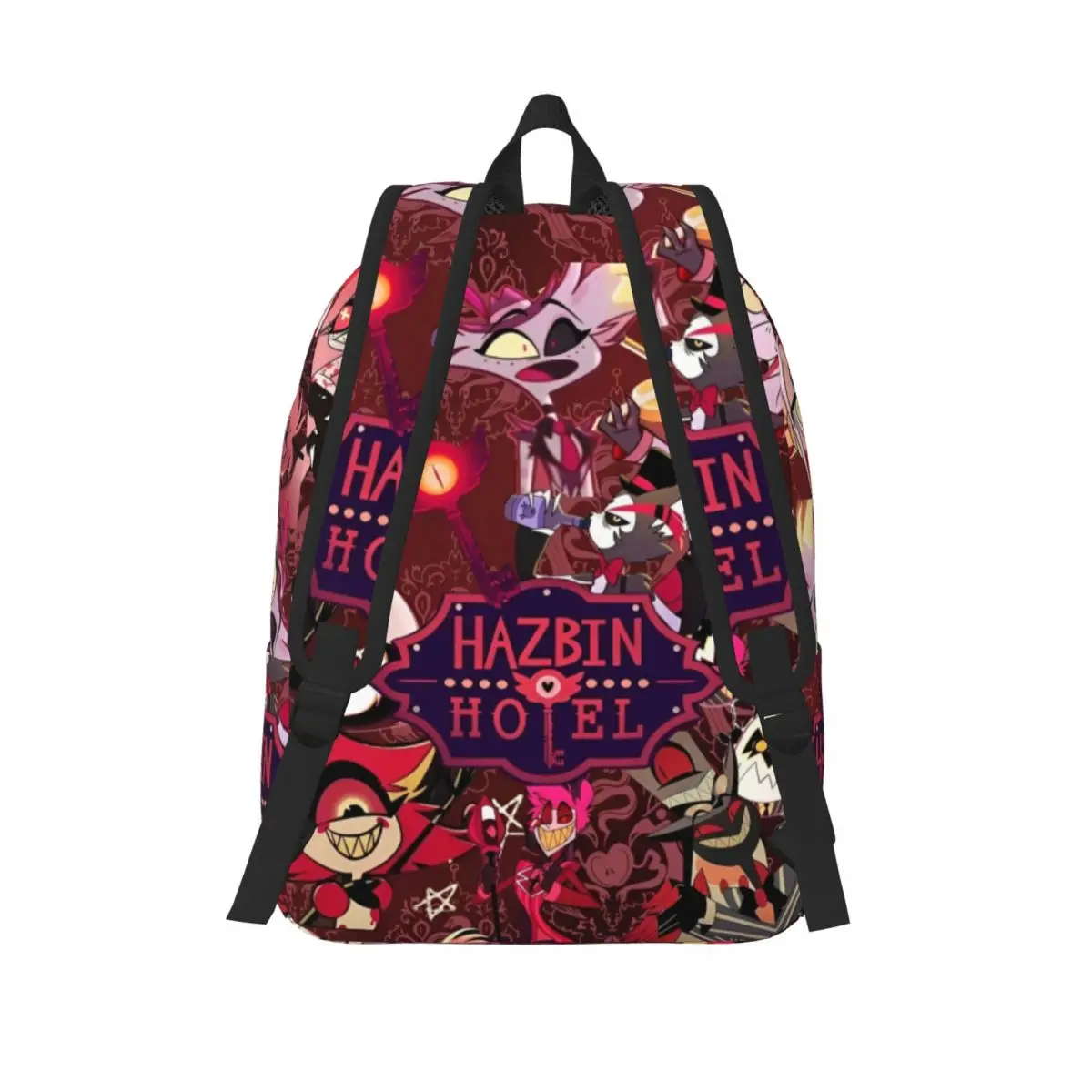 H-HazbinHotels Mochila clásica con bolsillo para trabajo escolar, mochila negra de comedia para hombres y mujeres, bolso de hombro para ordenador portátil