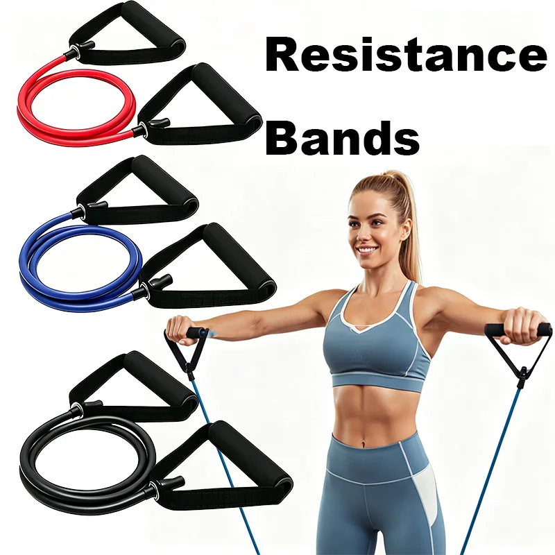5-stufige Widerstandsbänder mit Griffen, Trainings-Widerstandsband, Fitness-Widerstandsband, Übungsband aus Gummi LLD07