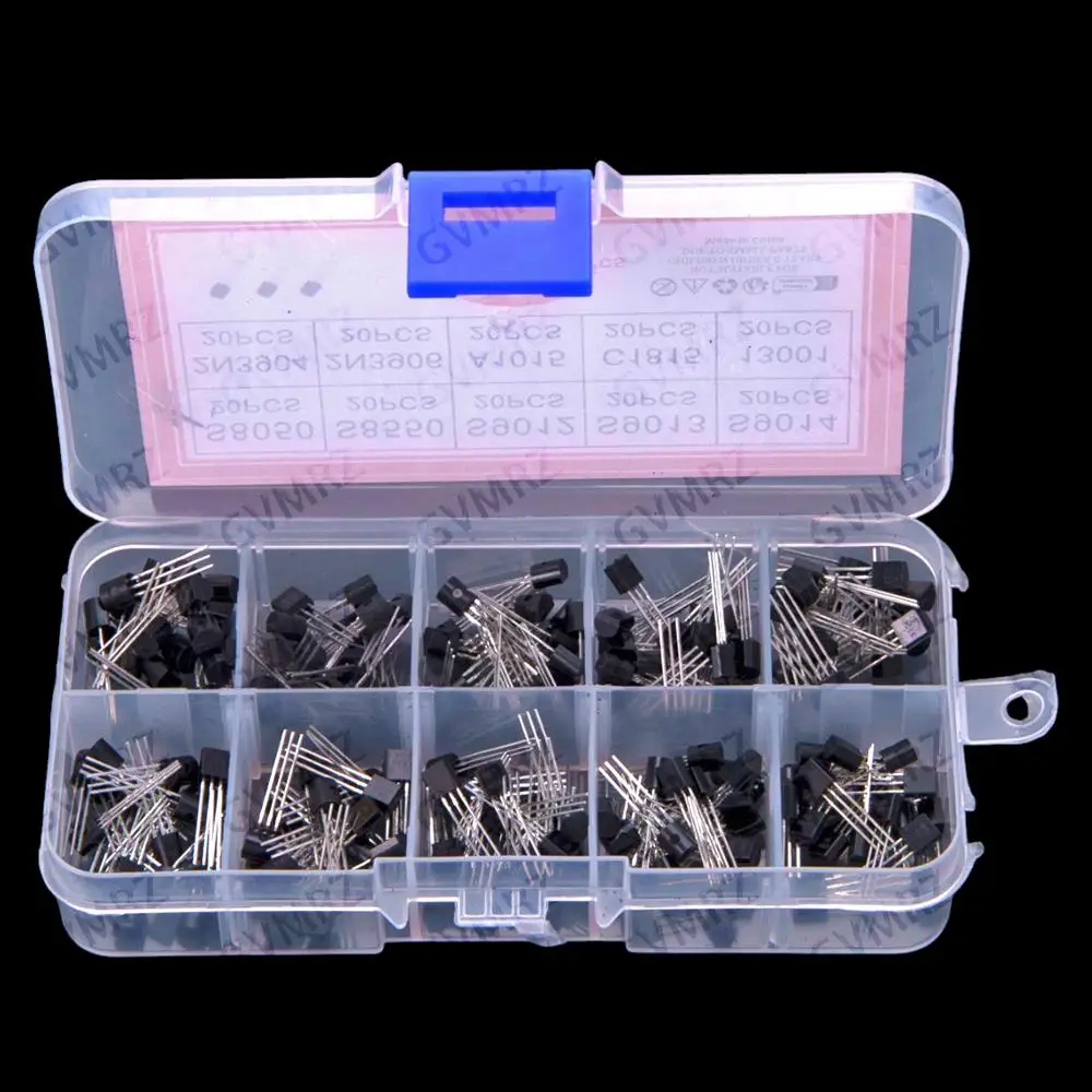 10values * 20pcs = 200pcs 2N3904 S8050 S8550 S9012 S9013 S9014 Transistor Assortment Kit TO-92  2N3904 2N3906 A1015 C1815 13001