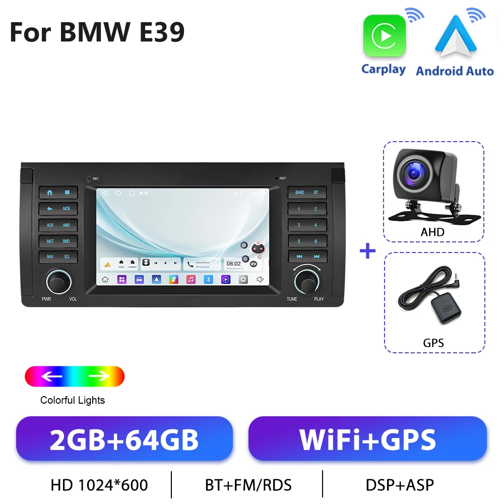 Podofo Android CarPlay Radio Voor BMW 5 Serie E39 M5 1996-2001 X5 E53 2002-2007 Auto Intelligente Systeem 2din GPS Stereo Autoradio