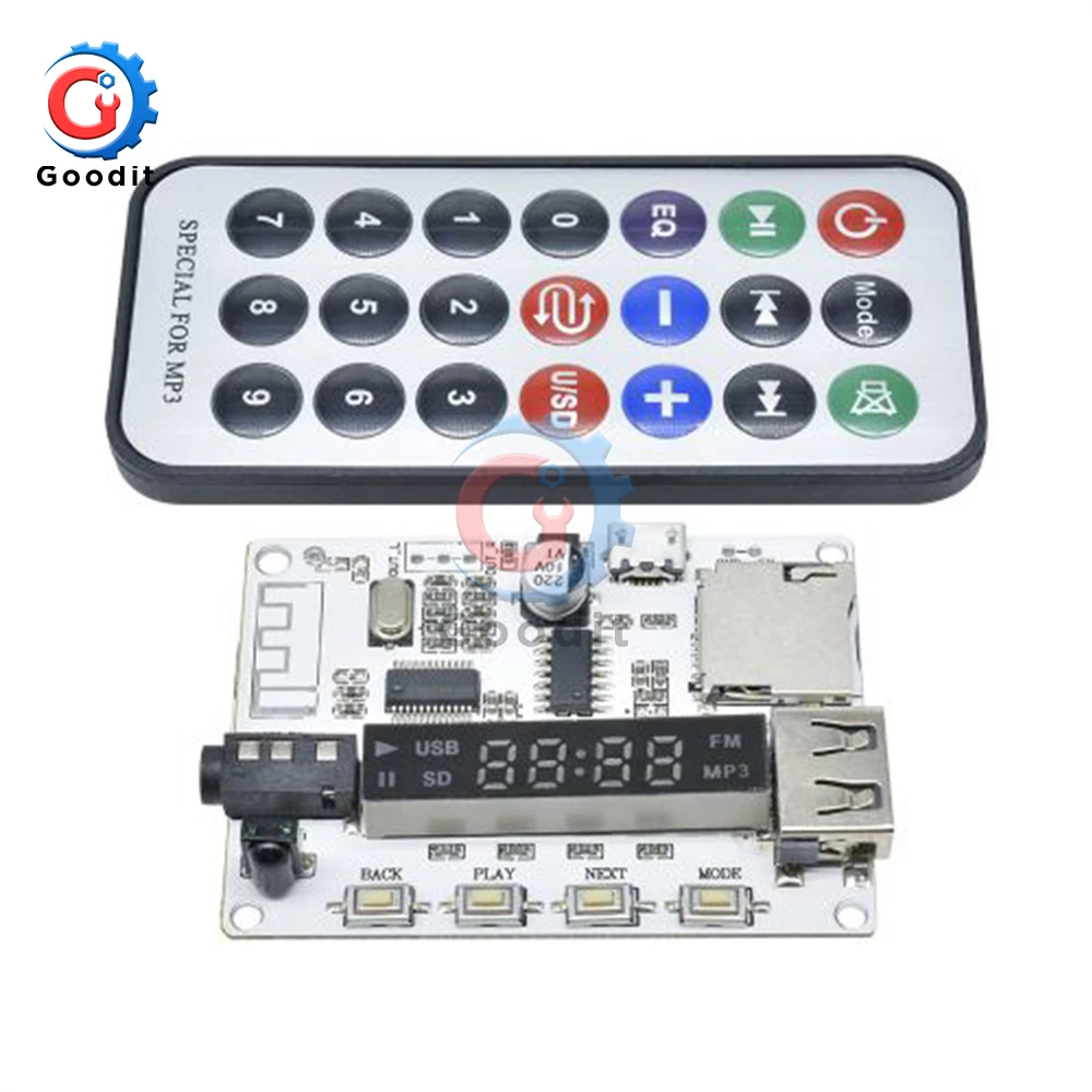 MP3 Decoder Board Decoding Player Module Bluetooth FM Radio USB TF Micro SD LCD Screen IR Infrared Remote Controller LED Digital