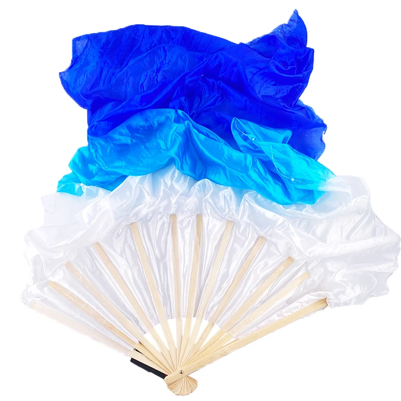 150cm Long Belly Dance LED Light Silk Hand Fan Accessories Glowing Dance Fan Veil Performance Stage Props