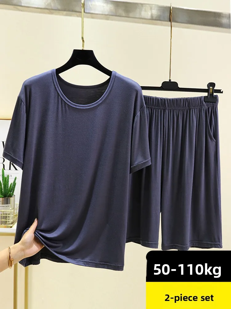 Modal Men's Spwear Summer Thin T-irt Home Clothes Can Be Worn outside Large Size Casual ort Sve orts Two-Piece Set