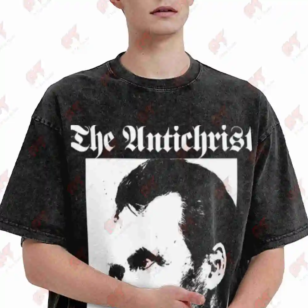 Antichrist Friedrich Nietzsche Nihilism Crass Atheism Vintage Washed Tee Pure Cotton T-Shirt