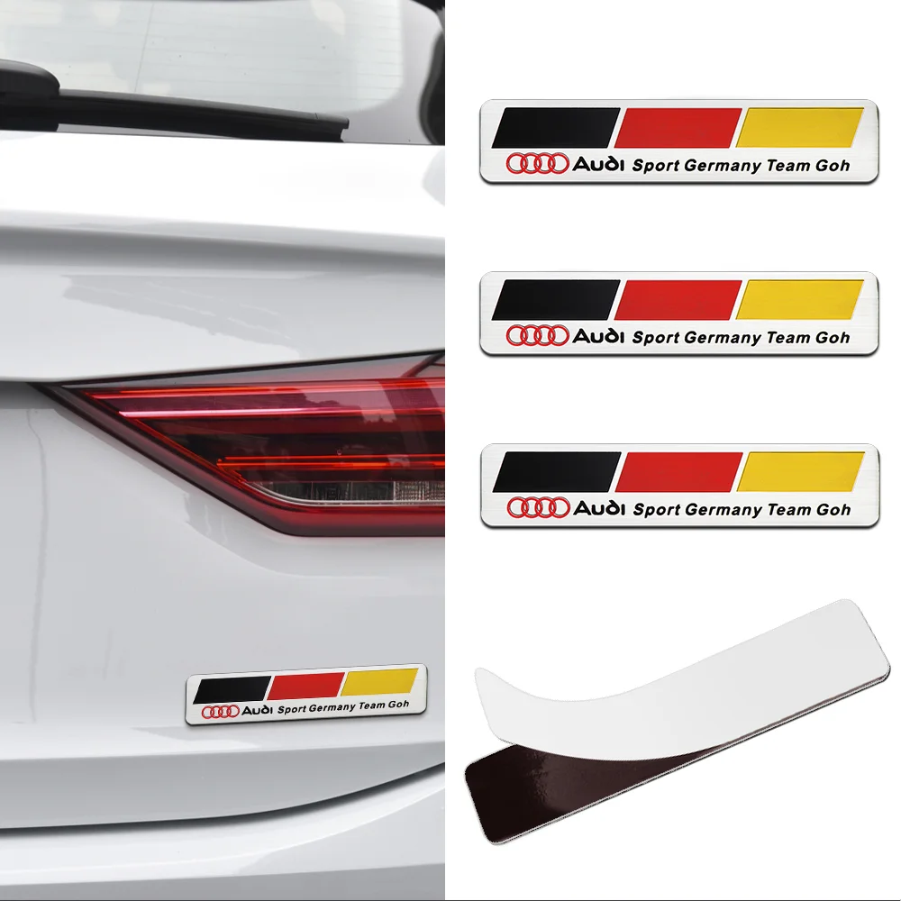 For Audi Sline A1 A2 A3 B5 8P 8V 8L RS8 RS3 RS4 RS5 RS6 S1 S2 S3 S5 1PCS 3D Aluminum Car Body Rear Trunk Tail Stickers Valve Cap view 2
