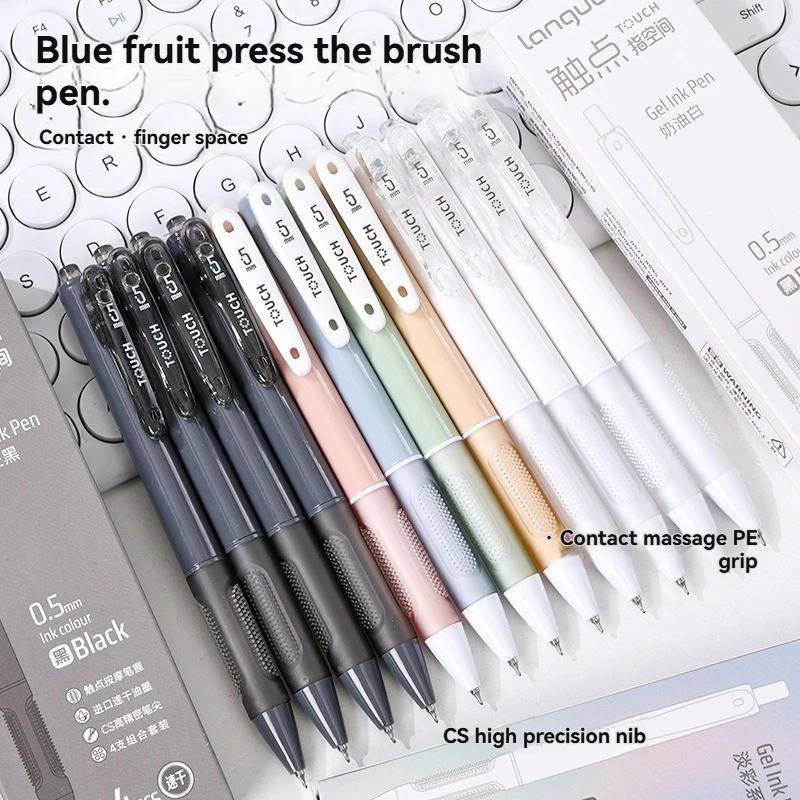 

4 шт. гелевая ручка Touchpoint Space Массажная ручка Ручка Пресс Нейтральная ручка Черный наконечник ручки Подпись Скорость Сухая Гладкая Студенческая чистка Тест P