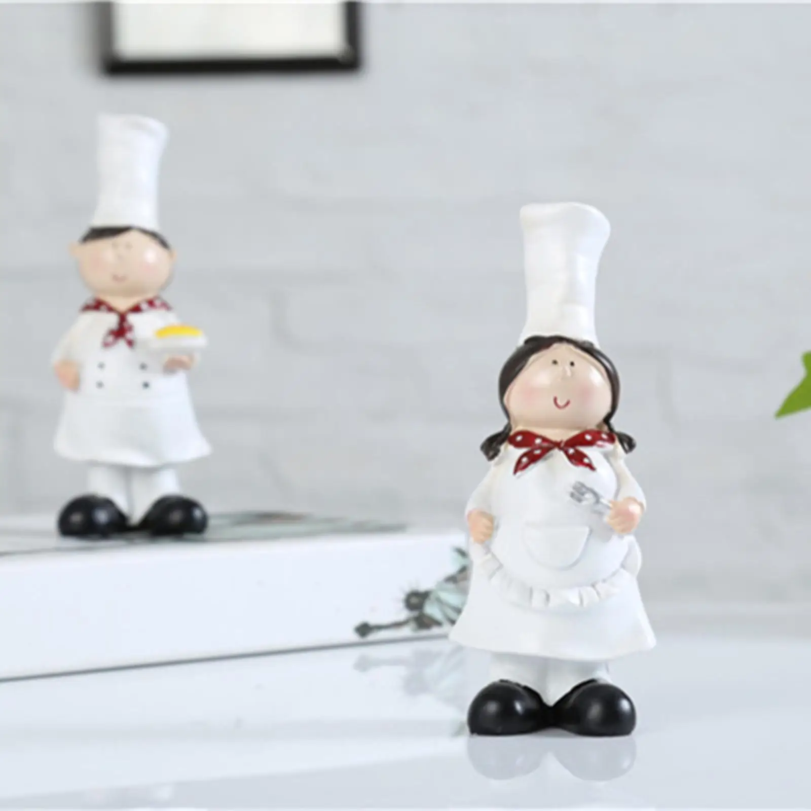 Resin Chef Kitchen Decor Table Centerpiece Figurine Home Collectible Noodle , 2pcs Chef Figurines