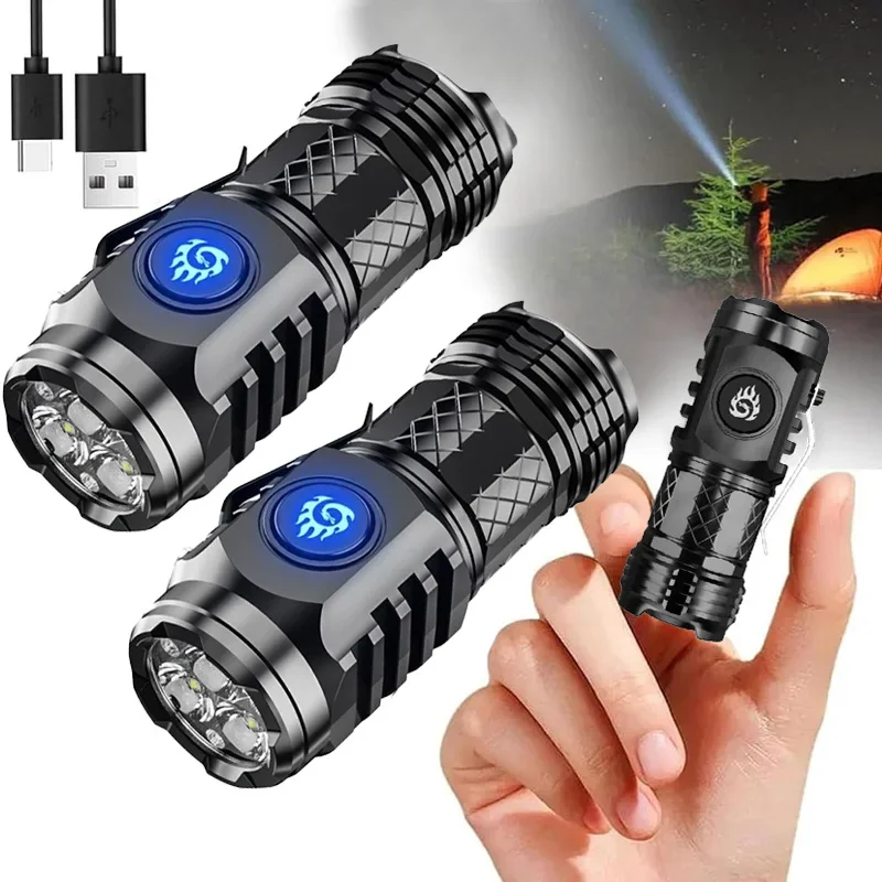 Lampe de poche LED haute puissance torche lampe de poche LED Ultra puissante batterie intégrée lampe de poche extérieure Portable pour les enfants explorer