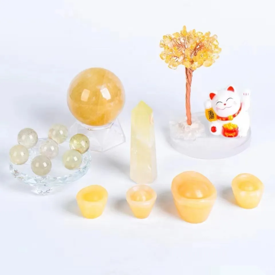 Natural Topaz Crystal Ball Seven Star Array Crystal Ball Carved Ingots