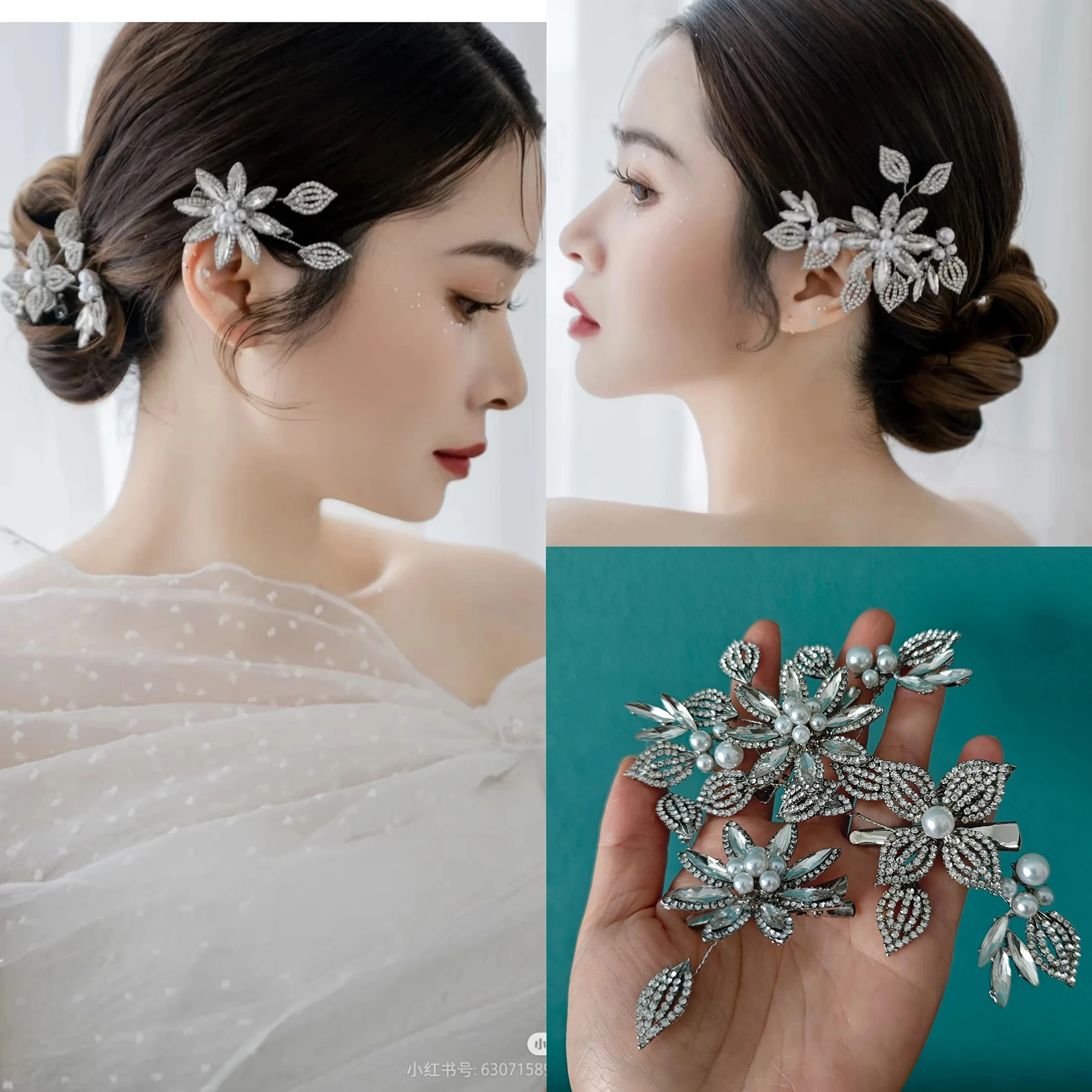 Korean Style Crystal Fringe Hairpin Forest Fairy Tale Bridal Hair Accessory for Wedding Makeup Styling High End Hairpin Set