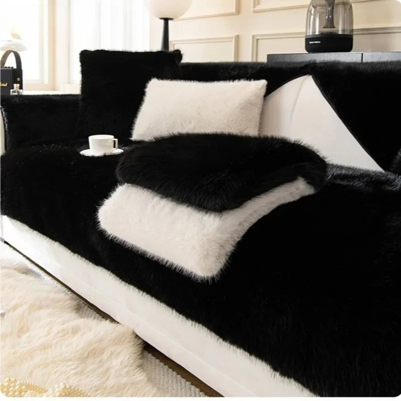 1PC Sofa Cushion French Plush Winter Thickened Non-slip Seat Cushion Simple Modern Full Cover Towel Suitable for Autumn Winter