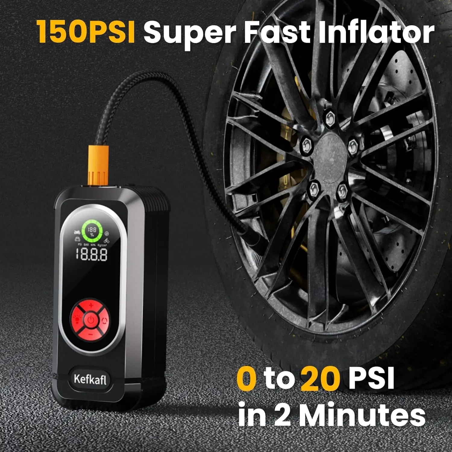 كاتب قفز للسيارة 4000 أمبير مع ضاغط هواء، منفاخ إطارات 150 رطل لكل بوصة مربعة، شاشة LED وإضاءة، بنك طاقة محمول