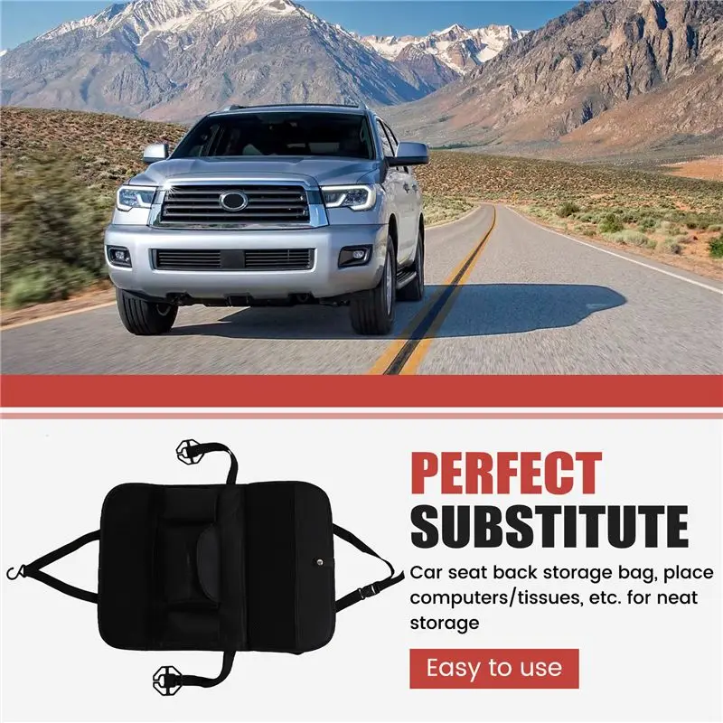 Multi-Functional Leather Rear Car Seat Back Storage Bag Dining Table Style Hanging Storage Box-Y79A