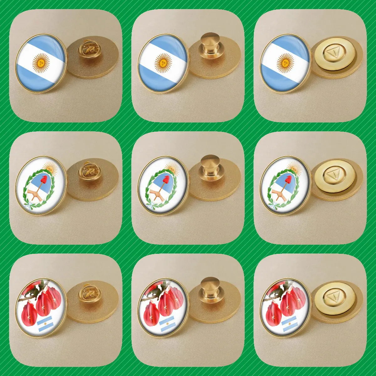 Argentina Argentinean Map Flag National Emblem National Flower Brooch Badges Lapel Pins
