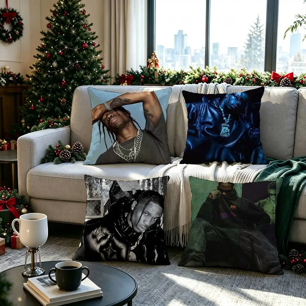 Pop Rap Singer Travis Scott  Pillow cover Soft Microfiber Pillowcase Home Sofa Decor Surprise Decorative printed.