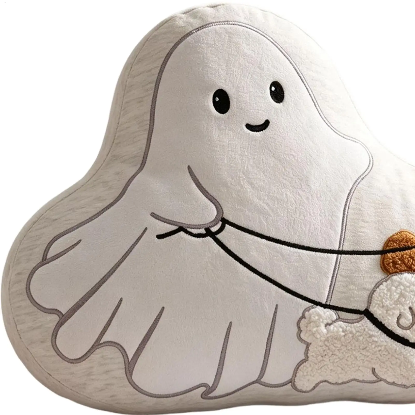 Ghost-shaped Throw Pillow Cute Plush Ghost Decorative Cushion Halloween Warm Stuffed Pillows For Indoor Outdoor Home Bedroom