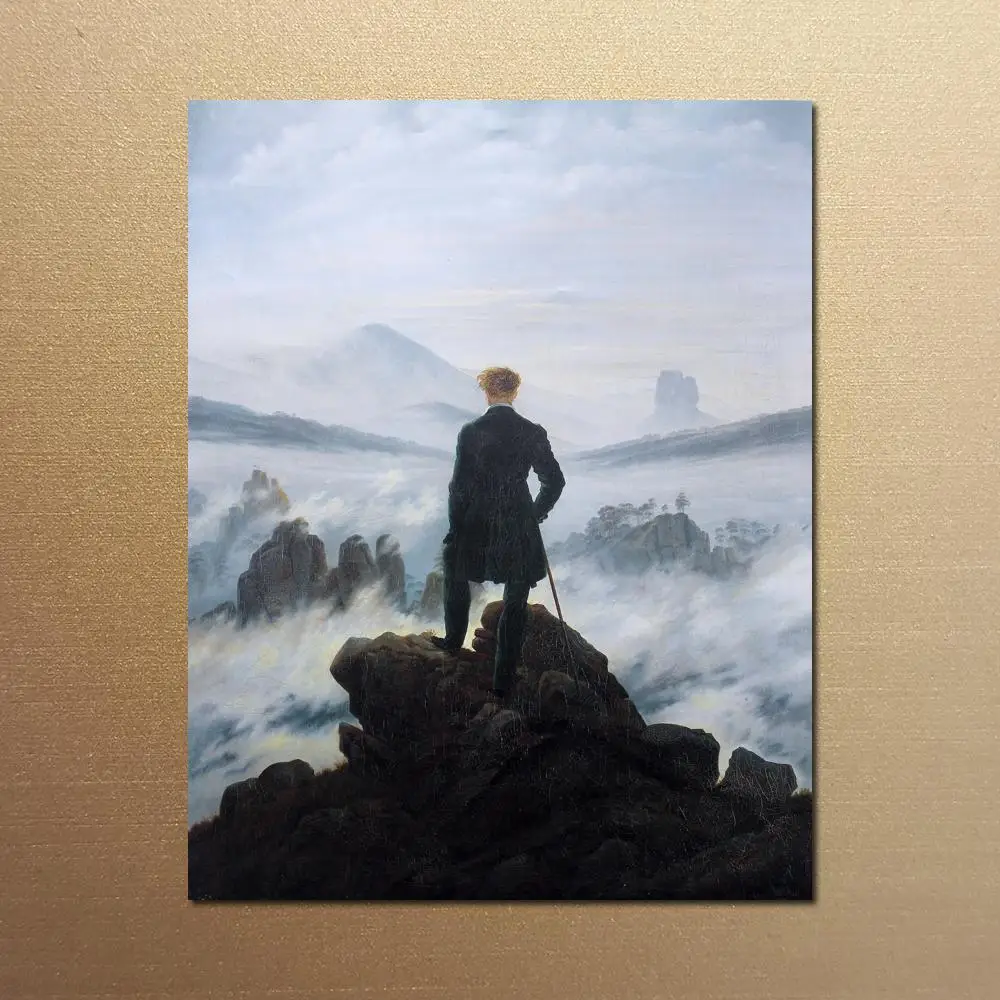 Landscape Canvas Prints Wanderer Above the Sea of Fog Caspar David Friedrich Painting Hd Poster Picture Living Room Decor Large