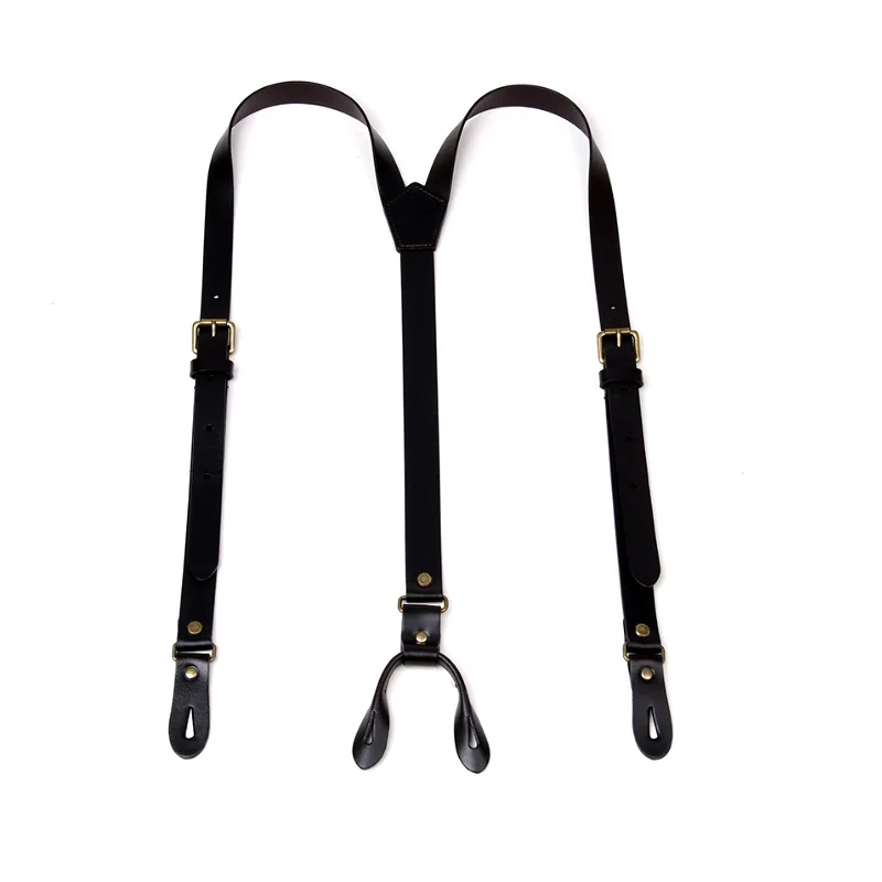 2*130Cm Leather Men\'s Suspenders 4 Button Suspenders For Men Adjustable Tactical Suspenders Braces Accessories Man Harness Man