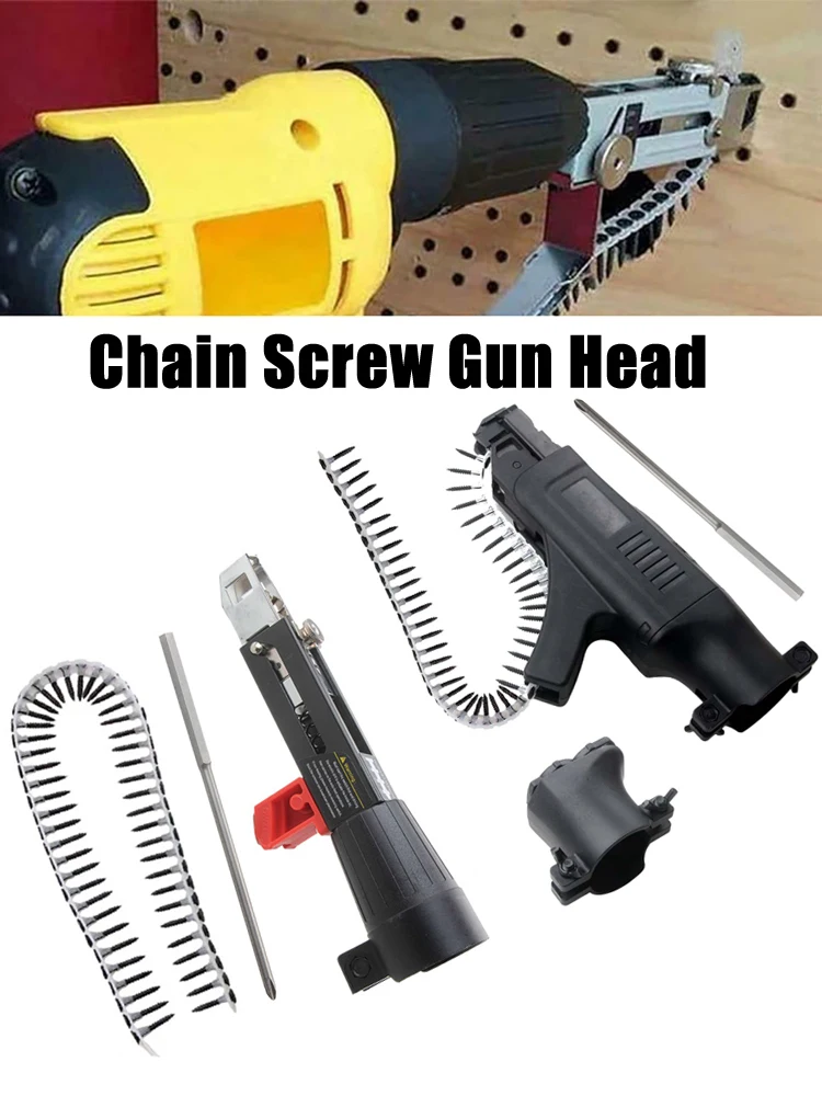 

1 Set Chain Screw Gun Head Automatic Nail Gun Electric Batch Woodworking Decoration Rechargeable Self Tapping Screwdriver