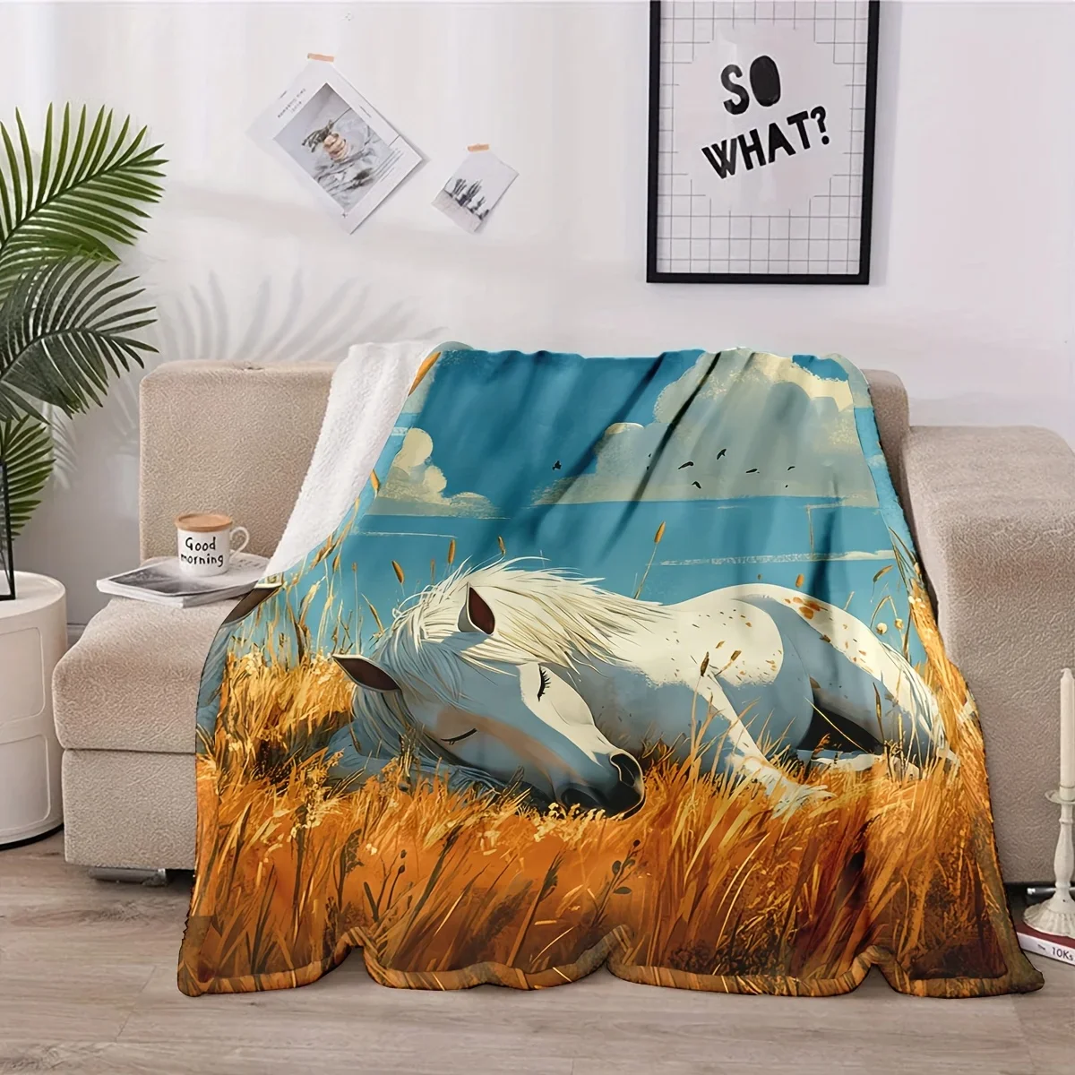 

Serene Horse Meadow Throw Soft Cozy Blanket with Detailed Nature Design Ideal Gift for Animal and Nature Enthusiasts