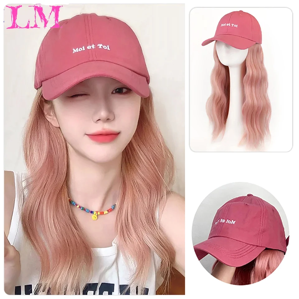 LM Long Hair Hat Wig Integrated Detachable Long Straight Hair Beret Autumn And Winter Octagonal Hat Synthetic Wig Women