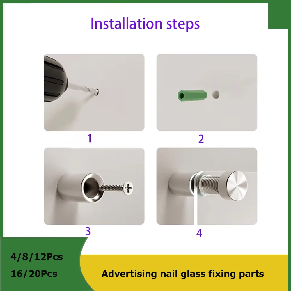 Diameter 25MM 30MM 40MM Advertising Nail Glass Fastener Stainless Steel Screw Advertising Bracket Nail Fixing Screw Hardware