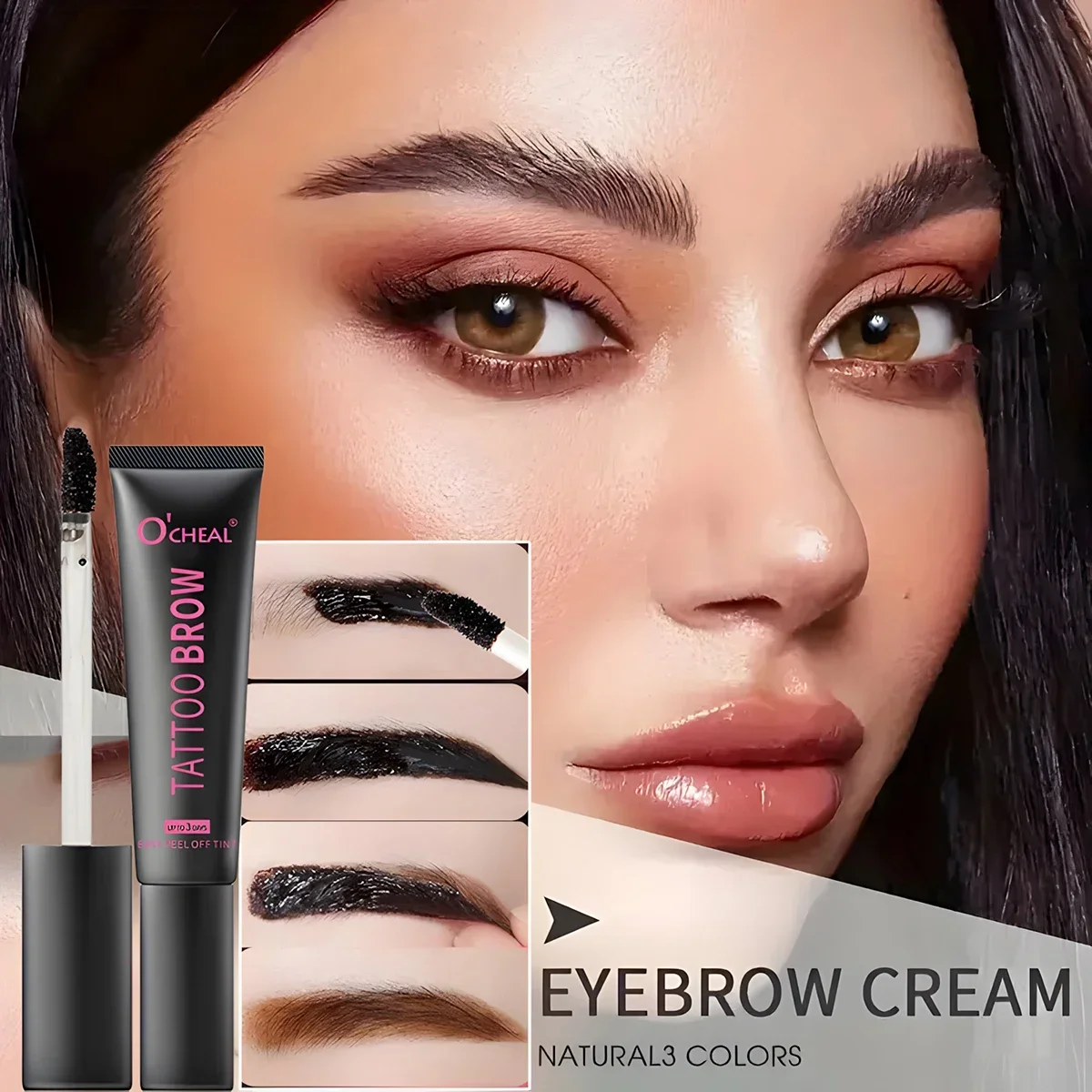 Teinte imperméable pour tatouage des sourcils, avec pochoirs, teinte semi-permanente pour sourcils dure jusqu'à 3 jours, facile à appliquer et longue durée