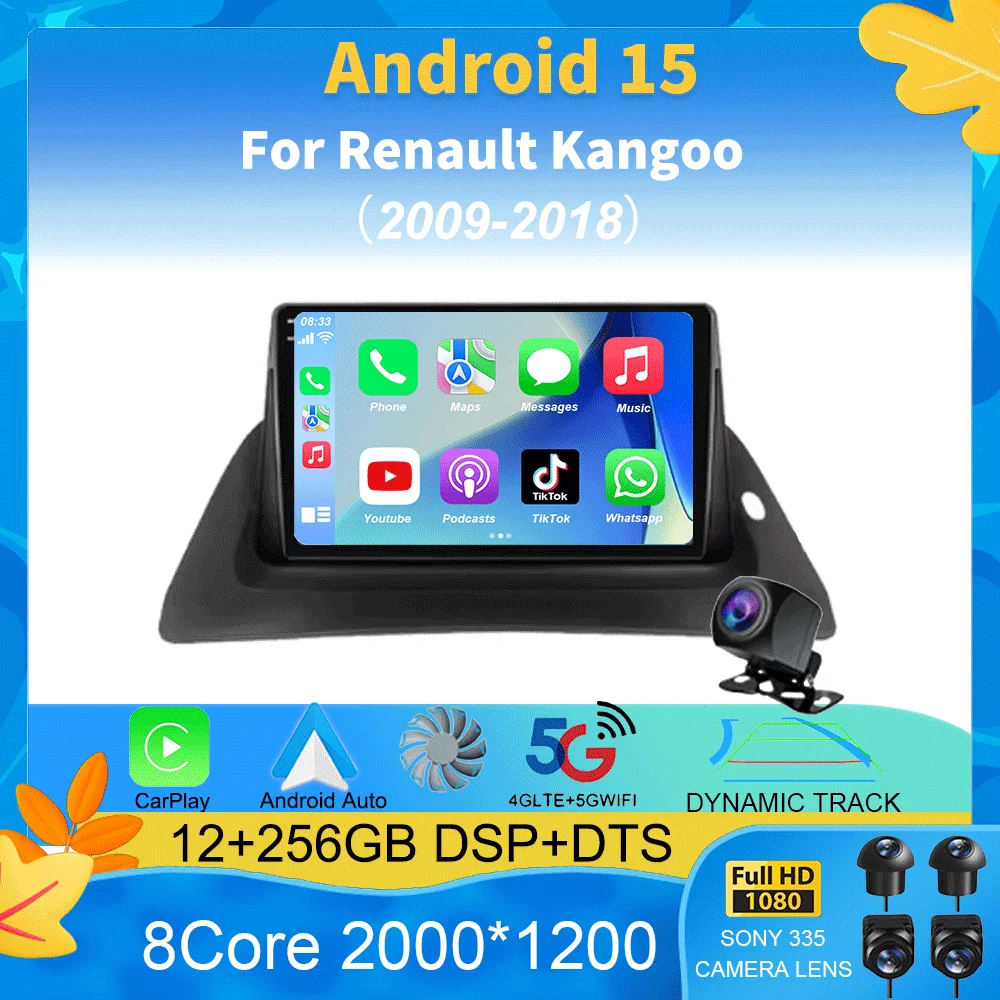 For Renault Kangoo 2009 2012 2015 2016 2017 2018 Car Radio Multimedia Video Player Navigation Android 15 Stereo 2 din Player DVD