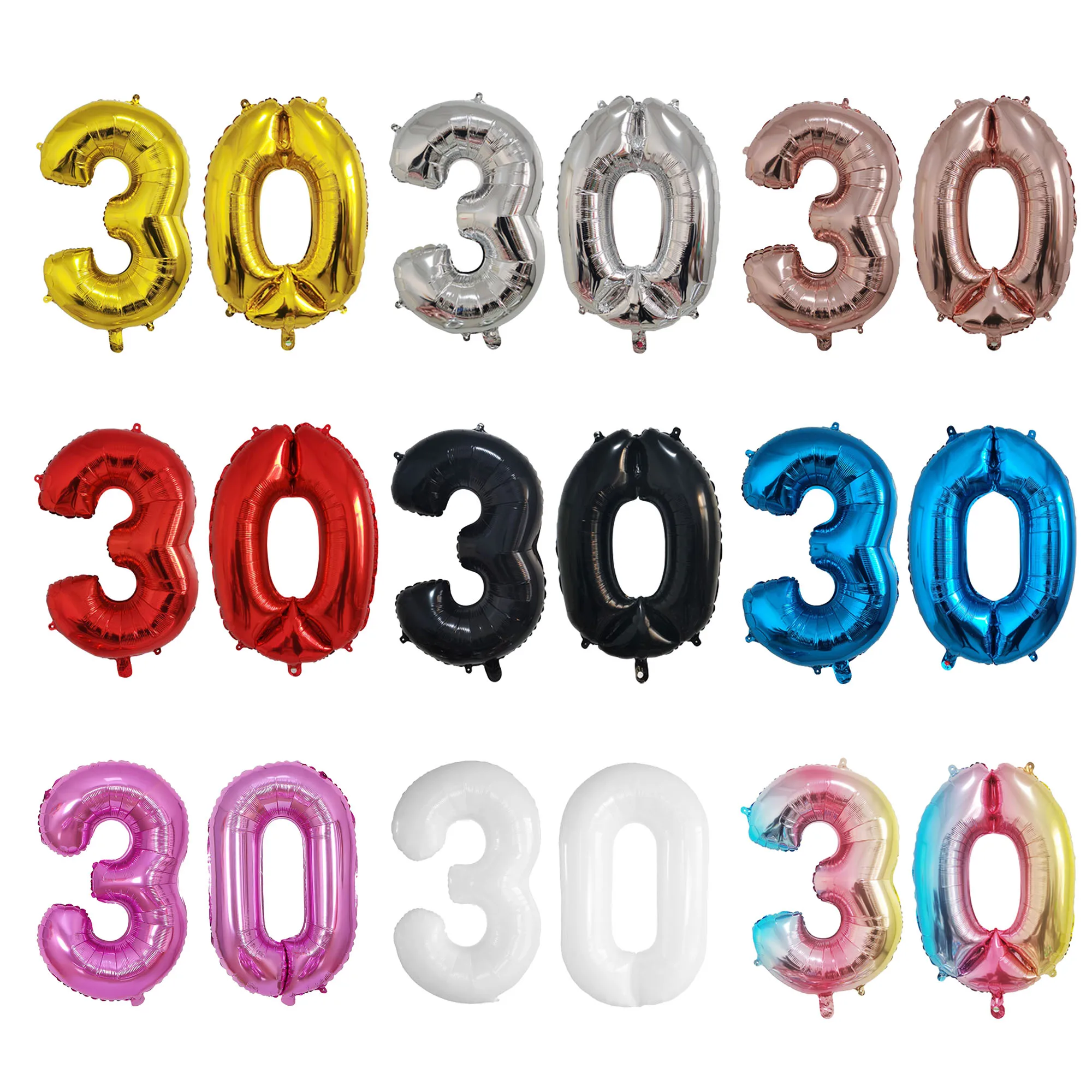 2Pcs 30th Birthday Party Decorations 30/40 Inch Rose Gold Black Number Air Helium Foil Balloons 30 Wedding Anniversary  Supplies