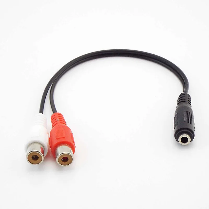 Universal 3.5mm Stereo Audio Female Jack to 2 RCA Female Socket to Headphone 3.5 Y Adapter Cable Audio Cables Q1