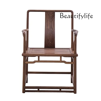 Solid Wood South Officer's Cap Black Walnut Desk Chair Ming Style Rosewood round-Backed Armchair Armchair Palace Chair Tea Chair