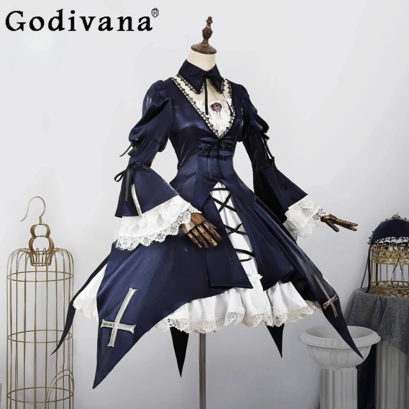 Goth Style Women's Cos Skirt Set Lolita Sweet Cute Anime Cosplay Costume Female Uniform Carnival Party Skirt Outfits