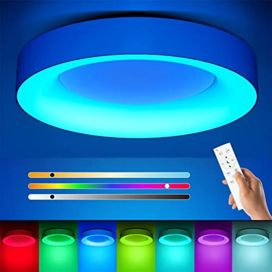 

Потолочный светильник RGB с дистанционным управлением, 2400 лм, диммируемый, 3000K-6500K, современный, низкопрофильный