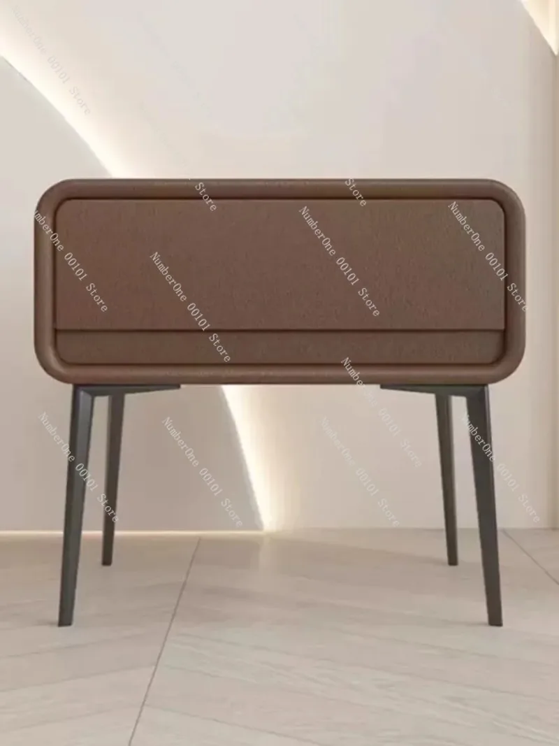 

Modern Style Solid Wood Bedside Table Faux Leather 1 Drawer Bedroom Nightstand Home/Hotel Side Storage Cabinet