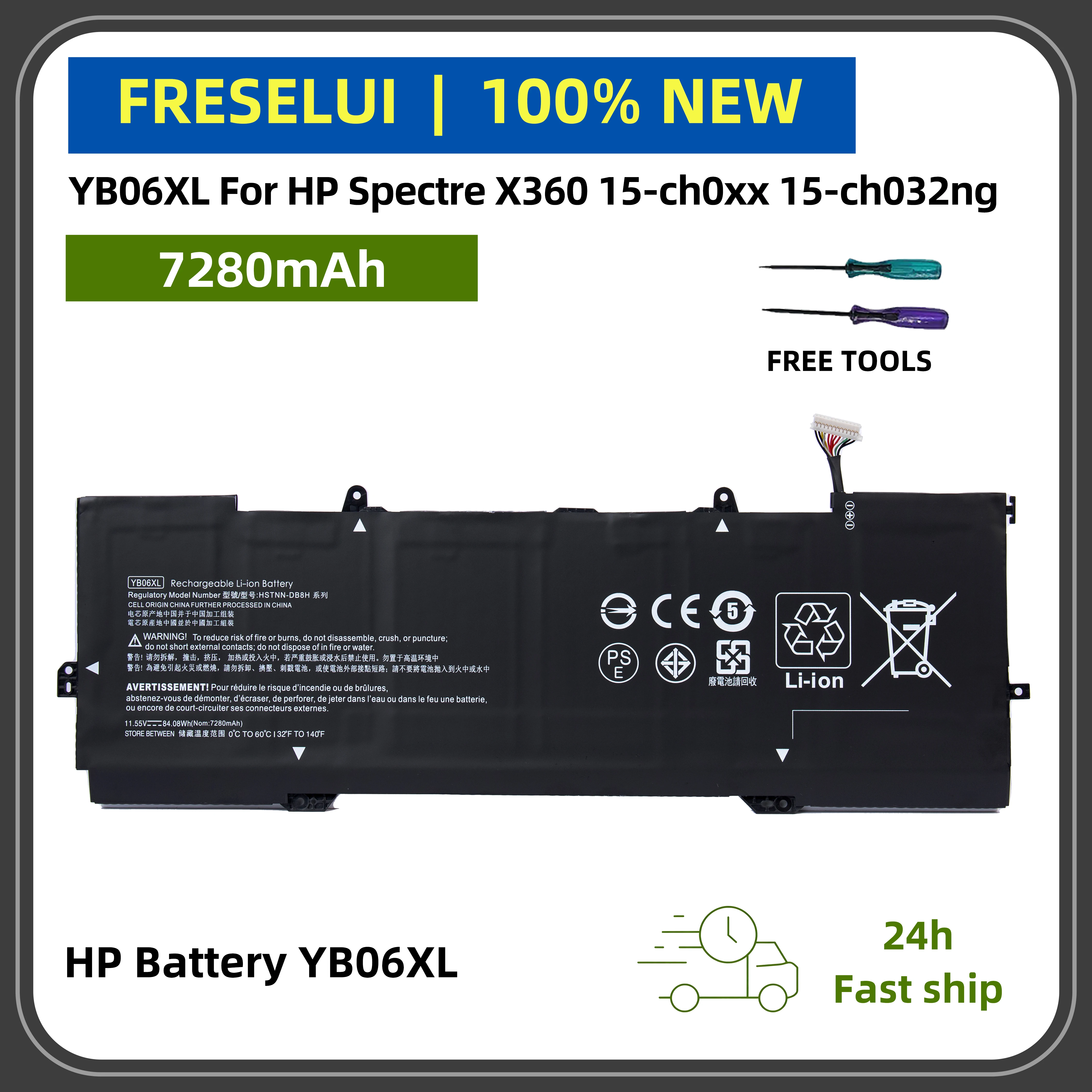 

Высокопроизводительный аккумулятор FRLESUI YB06XL для HP Spectre X360 15-ch0xx 15-ch032ng