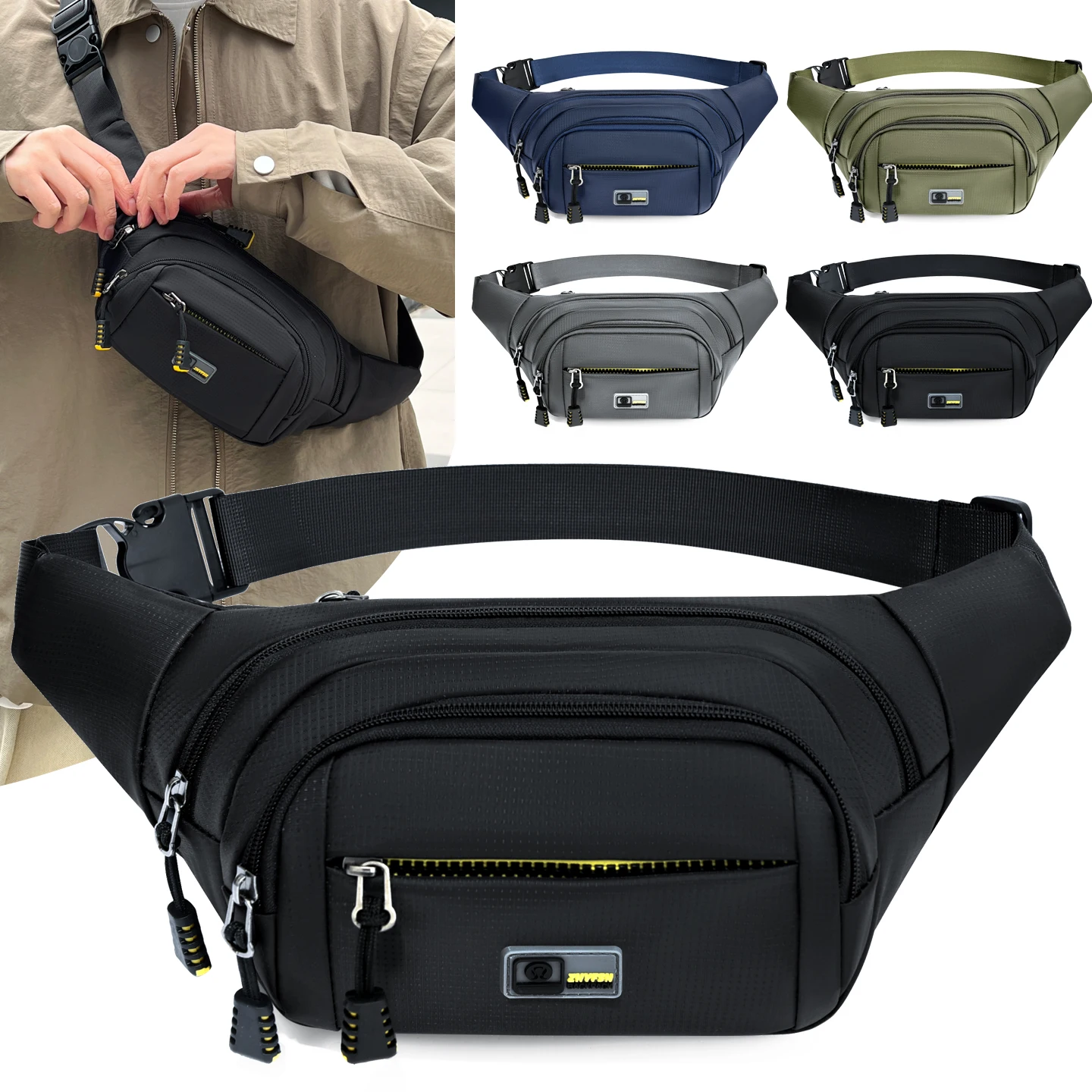

Men's Ultra-Thin Invisible Waist Pack - Anti-Theft Canvas Fanny Pack for Running & Sports