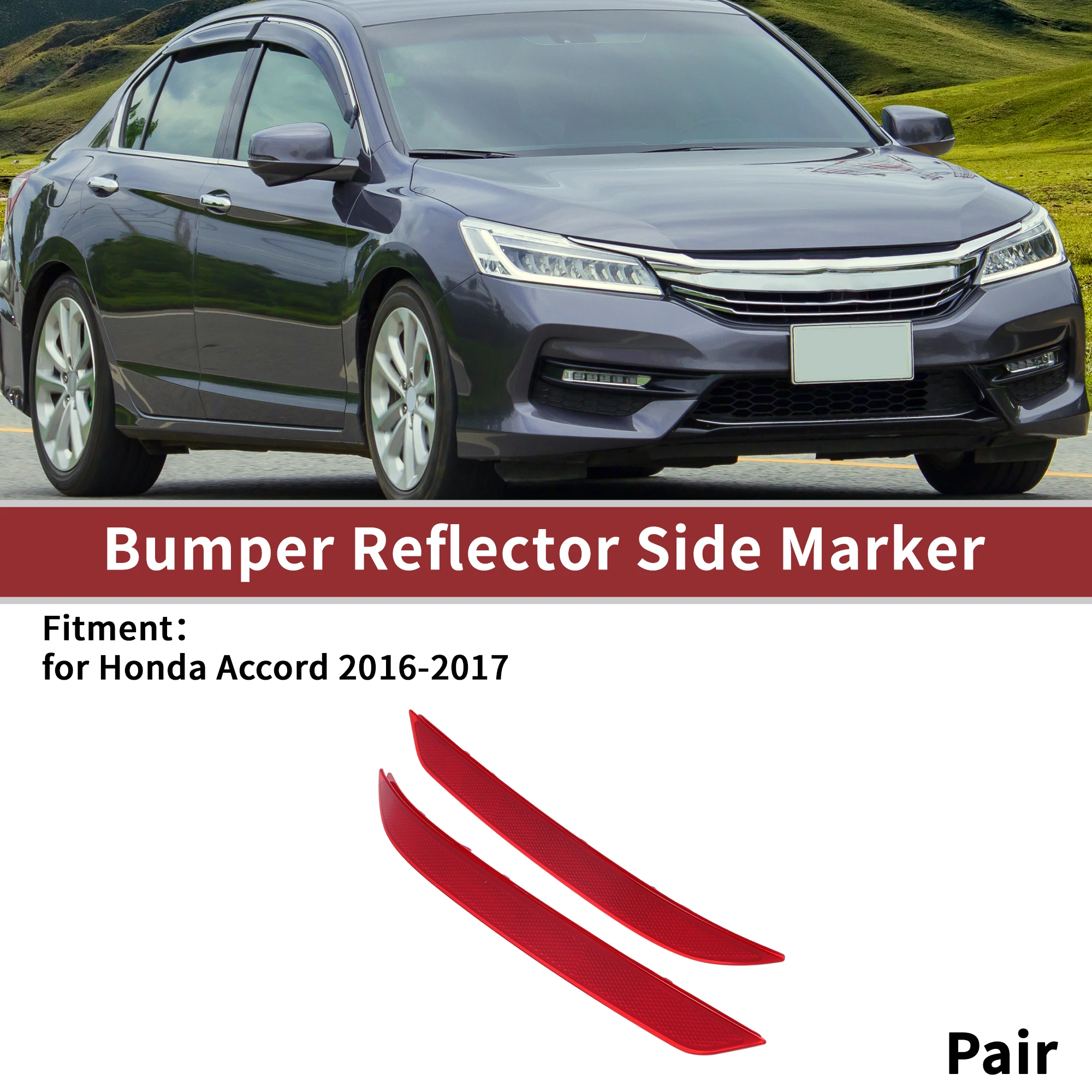 UXCELL 1 Pair Rear Left Right Bumper Reflectors No.33505T2AA11/33555T2AA11 Bumper Reflector Side Marker for Honda Accord